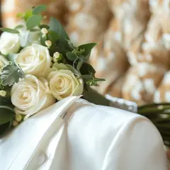Ślubna elegancja: Biały garnitur męski - idealna opcja na okazję.