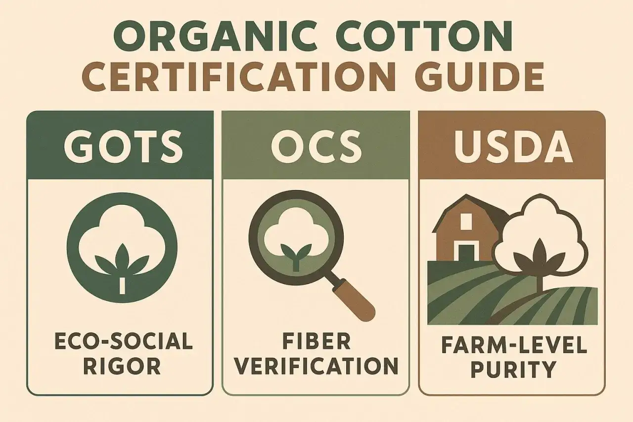 Przewodnik po certyfikacji bawełny organicznej: GOTS, OCS, USDA. Dowiedz się, co to bawełna organiczna i jej certyfikaty.